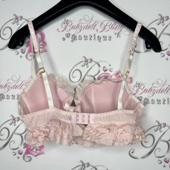 La senza bra love ruffle frilly bows ribbon 🎀 pink white striped tiered babydoll - Picture 2 of 14